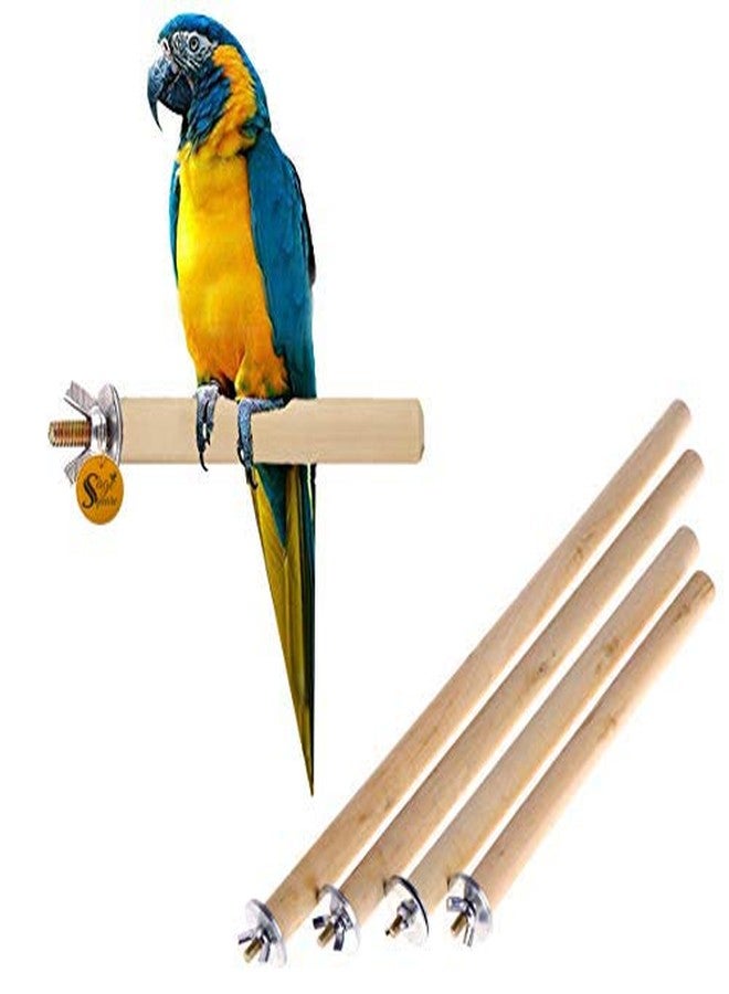 Sage Square Natural Habitat Wooden Perch/Stand with Set of 4 Wooden Perch/Stand/Toy for Birds Budgie/Cockatiel/Parrot/Hamster/Squirrel (Light Weight) (Sizes -4" 6" 8" 10" Combo Set of 4) - Image 1